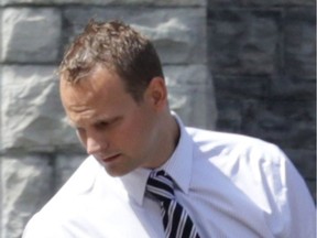 Gordon MacIsaac photographed in 2014 at his first trial for aggravated assault for a beer league hockey hit. For the second time, an appeals court judge has thrown out MacIsaac's conviction.