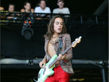 Bassist Sam Kiszka of Greta Van Fleet performs at the RBC Ottawa Bluesfest, July 10, 2018.