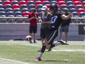 Ottawa Redblacks kicker Richie Leone during practice at TD Place on July 9, 2018.