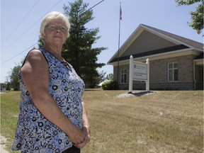 Coun. Judy Farrell stands outside the Tay Valley Township council and administration offices.