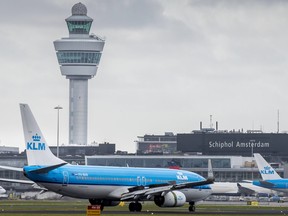 KLM Royal Dutch Airlines planes  at Schiphol Airport in Amsterdam.