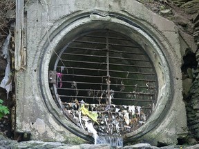 A massive sewage pipe flowing into the Ottawa River.