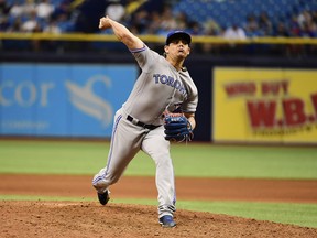Toronto Blue Jays closer Roberto Osuna pitches against the Tampa Bay Rays on May 6.