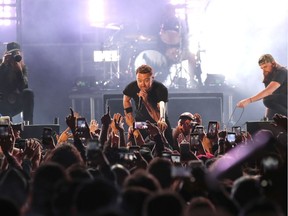 Tim McIlrath and Rise Against perform in Carson, Calif., during May 2018.