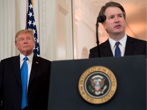Judge Brett Kavanaugh speaks Monday night after being nominated by U.S. President Donald Trump to the Supreme Court.