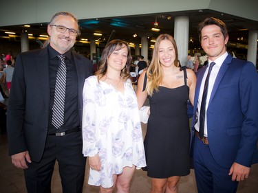 Team Canada freestyle skier Catrine Lavallée (second from right) with her stepfather Denis Robillard, her mother Nathalie Lamarre and her boyfriend Maverick Laroche.