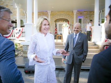 U.S. Ambassador Kelly Craft speaks with other ambassadors at the diplomatic reception.