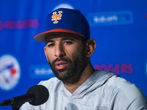 New York Mets Jose Bautista talks to media before the game against the Toronto Blue Jays at the Rogers Centre in Toronto, Ont. on Tuesday July 3, 2018.