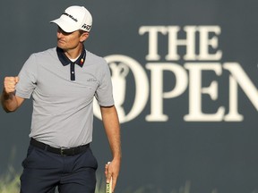 Justin Rose of England finishes the second round of the British Open Golf Championship in Carnoustie, Scotland, Friday July 20, 2018.