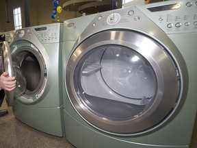 A washer and dryer using steam technology to clean and dry clothing.