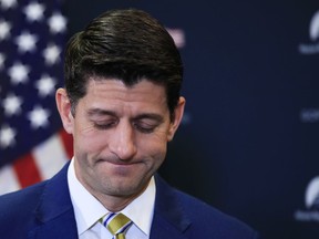 House Speaker Paul Ryan of Wis., leaves a news conference following a House Republican Conference meeting on Capitol Hill in Washington, Wednesday, July 11.