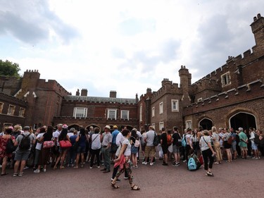 Crowds later at St. James's Palace for the christening of Prince Louis of Cambridge in the Chapel Royal  Featuring: Atmosphere Where: London, United Kingdom When: 09 Jul 2018 Credit: WENN.com ORG XMIT: wenn34899680