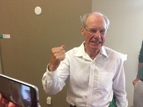 Clive Doucet at the city elections office on Cyrville Road registered to run for mayor on Friday.