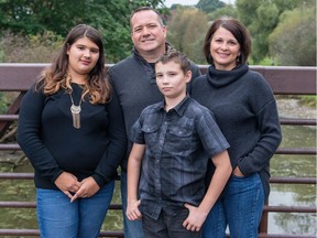Ryan Mercer, a loving, athletic, rough-and-tumble boy, died at the age of 11 after a two-year battle with Ewing Sarcoma, a rare form of bone cancer. Here, he poses with his family: mom and dad — Darlene and Gareth — and his sister, Rachel.