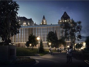 The latest design option for the  back of the Chateau Laurier. City Council punted its decision on this.