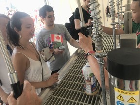 One of the water bottle refill stations installed on Parliament Hill to combat hot temperatures for Canada Day, 2018