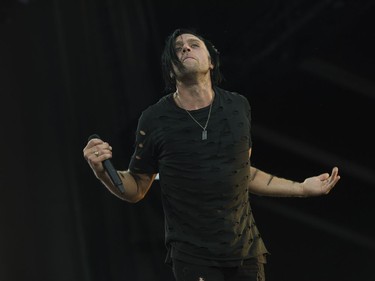 Lead vocal Matt Walst from the Canadian rock band Three Days Grace performs on the last day of Bluesfest in Ottawa on July 15, 2018.