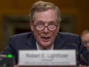 Robert Lighthizer, U.S. trade representative, testifies during a Senate Appropriations Subcommittee hearing in Washington, D.C., U.S., on Thursday.