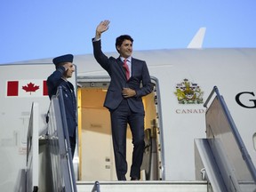 Prime Minister Justin Trudeau arrives in Riga, Latvia on Monday, July 9, 2018.