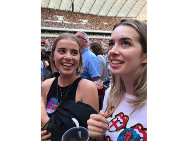 Ottawa sisters Georgia, left, and Chloe Lapenat had the time of their lives recently while attending a Rolling Stones concert in Warsaw, Poland.  PHOTO courtesy of David Lapenat