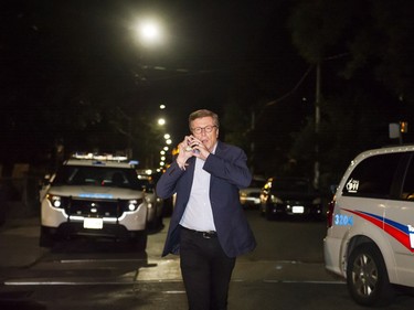 Toronto mayor John Tory arrives at a scene of mass casualty event in Toronto on Sunday, July 22, 2018.