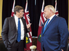 Ontario Premier Doug Ford and Toronto Mayor John Tory meet inside the premier’s office at Queen’s Park in Toronto on July 9, 2018.