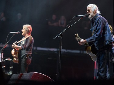 Jim Cuddy (L) and Greg Keelor (R) of Blue Rodeo on the City Stage as the RBC Bluesfest continues on the grounds of the Canadian War Museum at Lebreton Flats. Photo by Wayne Cuddington/ Postmedia