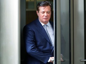 In this Feb. 14, 2018, file photo, Paul Manafort leaves the federal courthouse in Washington.