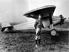 In this 1927 file photo, Charles A. Lindbergh poses with his plane "The Spirit of St. Louis." Lindbergh admired Hitler.