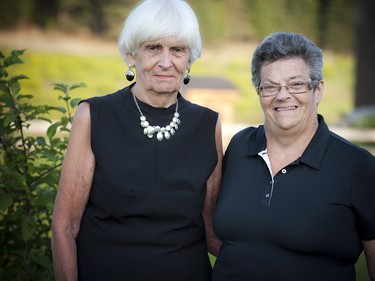 From left: Lila Chamberlain and Diane Sullivan. Lila grew up on the farm along with her 13 siblings, and Diane was celebrating her 60th birthday.