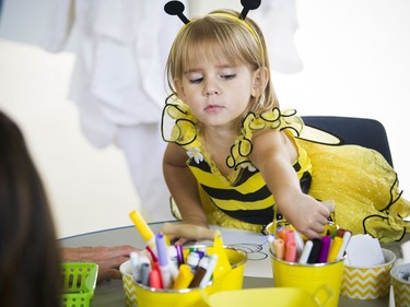 The Canada Agriculture and Food Museum held a day of activities for the whole family to celebrate World Honeybee Day Saturday August 18, 2018. Three-year-old Olivia Poirier was enjoying colouring some bee drawings Saturday.