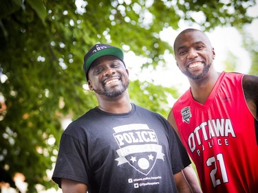 The annual Hoopstar Classic took place on Saturday August 18, 2018 at St. Luke's Park near Elgin Street and Gladstone Avenue. Organizers l-r Constable Jafeth Maseruka and Constable Chabine Tucker.