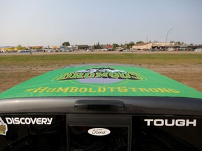 Displaying support for the Humboldt Broncos hockey team in Humboldt, Saskatchewan on Thursday August 23, 2018.