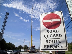 Scott Street was closed at McRae Ave Saturday morning as a large crane was set up.