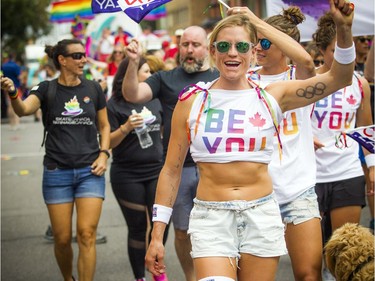 The Capital Pride Parade filled the streets with over 130 groups including community groups, sports teams, embassies and local businesses  along with thousands of spectators Sunday August 26, 2018.   Ashley Fraser/Postmedia