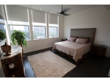 The master bedroom in the luxury condo for sale at 12 Stirling.
