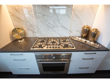 The high-end kitchen in the luxury condo for sale at 12 Stirling.