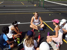 Russell Boyd Park at 1735 Saint Bernard in ottawa has been renamed in the honour of Gabriela Dabrowski, August 13, 2018. She gave a tennis clinic to local juniors. Photo by Jean Levac/Postmedia   129711