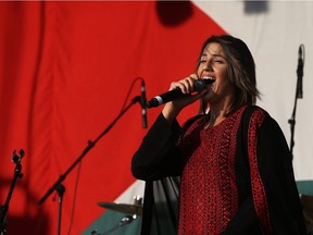 Nancy Faris performs during the Palestinian Festival on Friday, Aug. 24, 2018.
