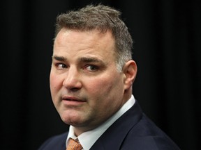 In this Jan. 18 file photo, Eric Lindros speaks to reporters before his Philadelphia Flyers jersey retirement ceremony.