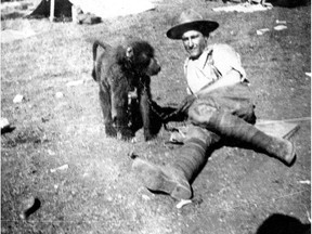 Edward Holland in South Africa in 1900 during the Boer War, with one of his pet monkeys. Holland is the only Ottawa-born recipient of the Victoria Cross.