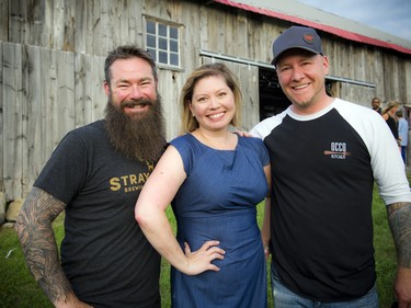 From left, Marc Plante, owner of Stray Dog Brewing, Jasmine Brown, executive director of the Heart of Orléans BIA, and Mark Steele, owner of OCCO Kitchen.