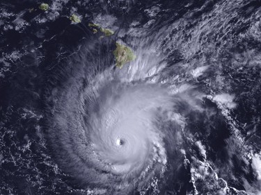 This satellite image from The National Oceanic and Atmospheric Administration shows Hurricane Lane on Thursday.