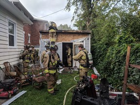 Firefighters made quick work of a shed fire near a residence Thursday morning.