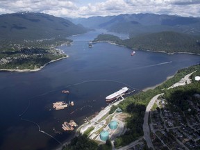 An aerial view of Kinder Morgan's Trans Mountain marine terminal, in Burnaby, B.C., is shown on Tuesday, May 29, 2018.