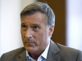 Conservative MP Maxime Bernier participates in an interview with