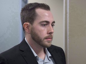 Christopher Garnier arrives at Nova Supreme Court in Halifax on Tuesday, Nov. 21, 2017. A Halifax man convicted of strangling an off-duty police officer and using a compost bin to dispose of her body is receiving treatment in prison for post-traumatic stress disorder, which is being paid for by Veterans Affairs Canada.