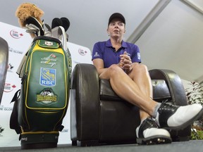 Hamilton's Alena Sharp is using a distinctive golf bag to honour the Humboldt Broncos during the CP Women's Open.