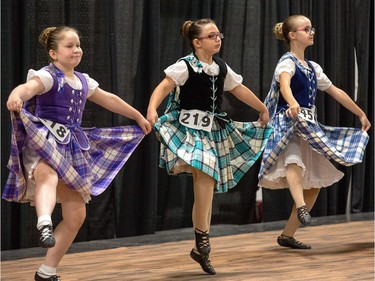 Competitors take part in highland dancing at the Glengarry Highland Games.