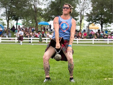 Heather Boundy competes in the stone throw as the Glengarry Highland Games.